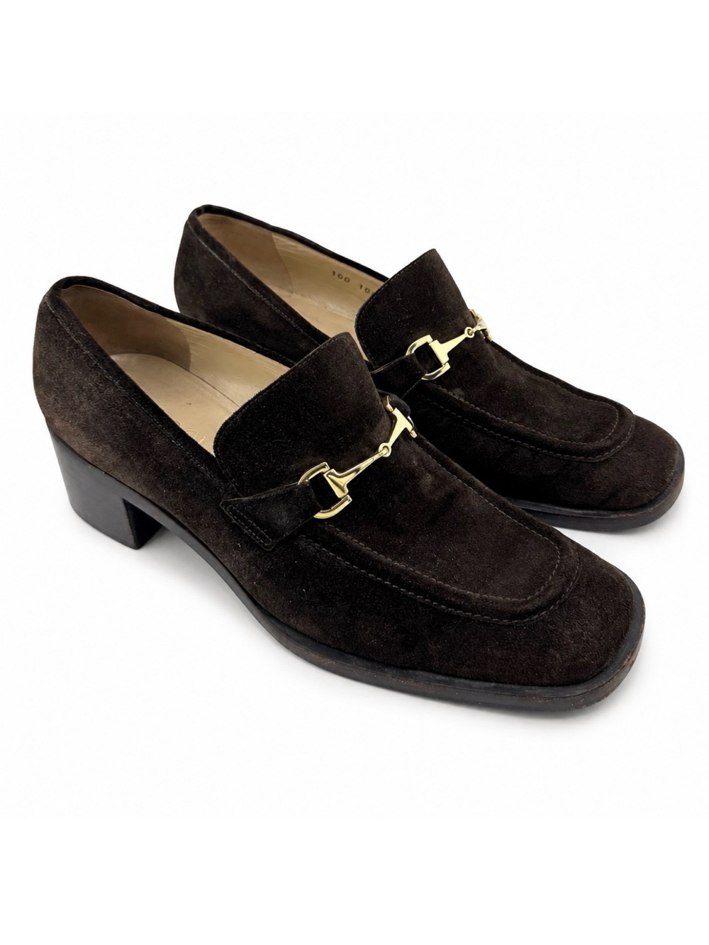 Gucci Horse-Bit Chocolate Brown Suede Heeled Loafer 40 C Tom Ford Y2K 90s Luxury